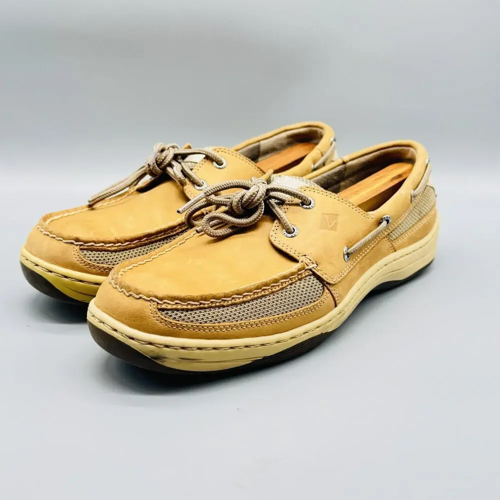 Sperry Shoes Mens 10 Brown Leather Top Sider Boat Mesh 2 Eye Deck Casual Classic - Picture 3 of 12